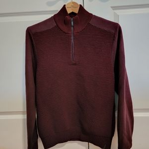 Calvin Klein Men's maroon ribbed pullover sweater with zipper Large